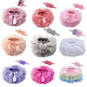 Mädchen PP Hosen Stirnband Anzüge Baby Tutu Röcke Haarband Outfits Kinder Designer Kleidung Prinzessin Tüll Ballettrock Culotte Pantskirt Pettiskirts Minikleider BC542