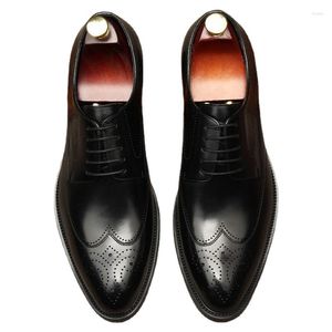 Ayakkabı 224 Siyah Elbise Erkek Kahverengi Oxford Orijinal Deri Yüksek Kaliteli Erkekler Klasik İş Resmi Brogue 434 306
