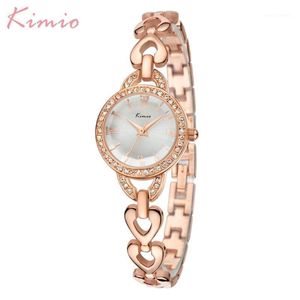 Нарученные часы kimio Quartz Женщины смотрят модные повседневные женские сплав подарок для женской бумажной коробки Relogio fominino