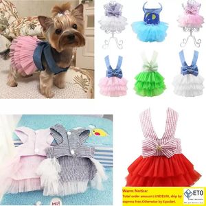 Vestido de roupas de estimação de moda vestido de princesa doce pequeno cães médios acessórios de animais de estimação casamento de cachorro de pelúcia