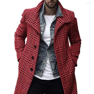 Men's Trench Coats Trendy Men Jacket Autumn Winter Overcoat Medium Length Dressing Single Breasted Lapel