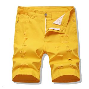 Summen Summer Summer Rubted Denim Shorts klasyczny styl żółty czerwony czarny biały streetwear mody swobodny szczupły dopasowanie dżinsów Mężczyzna 230328