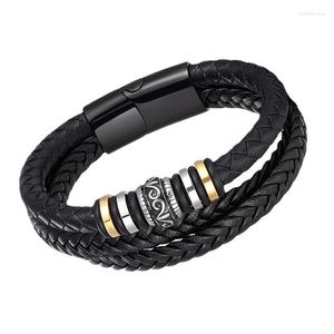 Charm Bracelets Ethnic Jewelry Stainless Steel Bracelet Men Multilayer Braided Leather Rope Titanium Magnetic Buckle