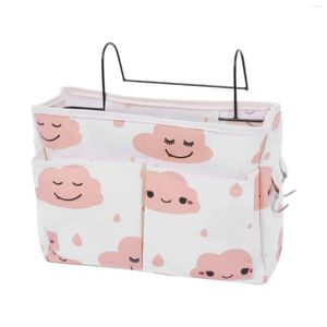 Bolsas de armazenamento Organizador de cabeceira Espaço para casa, economizando quarto de grande capacidade para dormitório de sofá com linho de gancho no bolso da cama