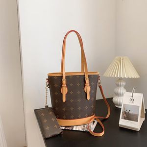 Classic NEO NOE Bucket Bags Women Brown Monograms Flowers Leather Crossbody Handbag Designer Drawstring Shoulder Bag With Zipped Purse 2023ss