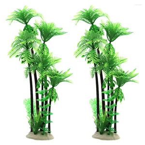 Dekorativa blommor 2 datorer Konstgjorda kokosnötträd Akvarium Tillbehör Rockeri Fake Palm Trees Plastic Miniature Child