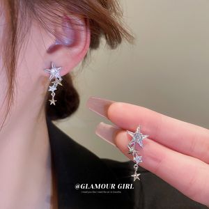AFSHOR Charme Heißer Verkauf Einfache Stilvolle Stern Frauen Ohrringe Glänzenden Weißen Zirkon Exquisite Vielseitig Weibliche Ohrring Modeschmuck