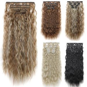 Hairpieces Curly Clip In Hair Extensions Synthetic 6pcs Set Black Brown Ombre Clips Fake Hair Pieces304t