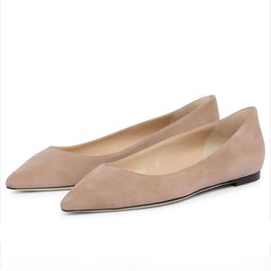 Fashion Sexy Ballerinas Women Sandals Pumps Senior London Romy Made Of Suede Italy Delicate Brand Pointed Toe Designer Ballet Flats Gift Sandal High Heels Box EU 35-43