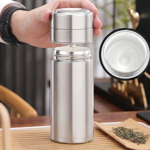 Water Bottles Premium Ceramic Liner Tea Thermos Bottle Separated Cup Black 316 Stainless Steel Separates and 230327