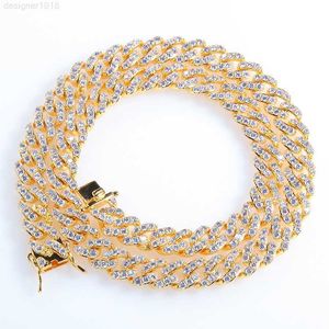 Finish Men's 8mm Heavy Iced Zircon Cuban Link Halsband Armband Set Hip Hop Jewelry Gold Silver Chain