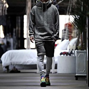 Men's Tracksuits Tracksuit Men Hoodies Suit Autumn High Sports Sports Men's Men's Korean Fashion Surfos Casual Roupa Casual Loose Duas peças Conjunto W0328