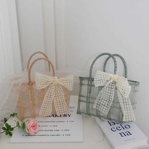 Beach Bags Handheld Gift Sheet Shoulder New Summer Transparent Straw Woven Fairy Holiday 230327