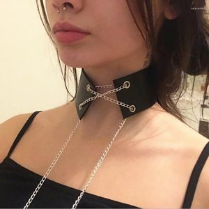 Chains COLEMJE Wide Choker Harness Lingerie Belt With Sexy Metal Chain Neck Garter Belts Prom Dress Accessories Suspenders