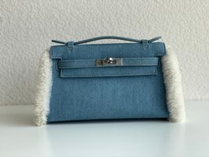 22 cm Totes Tasche Neue Design Marke Geldbörse Luxushandtasche Voll handgefertigt Qualitäts -Jean -Stoff Stoff Wachs Line Stitching Großhandelspreis