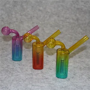 Mini bruciatore a nafta in vetro Bong Pipa ad acqua con riciclatore Dab Rig Bong a mano Spessa coppa in vetro Pyrex Bong raccoglitore di cenere