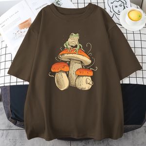 メンズTシャツコテージェコア美学ダークアカデミアカエル男性TシャツヒップホップスウェットTシャツ夏のトップコットン特大男性服230327