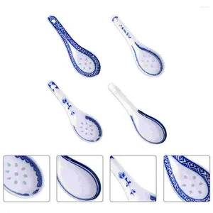 Conjuntos de utensílios de jantar 4 pcs azul porcelana branca colher colheres de cerâmica Sopa Sopa Apermissora Cerâmica Eatando Banquete