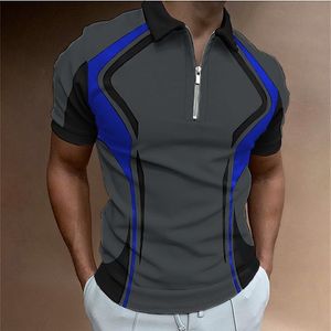 Fashion Business Polos Sport Golf Contrast Top Top Top Стильные футболки с коротким рукавом топ -молния