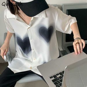 Women's Blouses Shirts Short Sleeve Shirts Women Print S-3XL Korean Style Colleges Design Summer All-match Stylish Tops Unisex Couple Popular Soft Ins Y2303