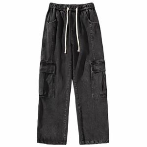 Pantaloni da uomo Jeans neri Kpop Cargo Uomo Hip Hop Grunge Punk Streetwear giapponese Vintage Y2k Pantaloni a gamba larga dritti stile coreano 230328