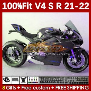 Motorradkarosserie für DUCATI Street Fighter Panigale V4S V4R V 4 V4 S R 21 22 2021 2022 Karosserie 167No.105 V-4S V4-R V-4R V4-S 2018-2022 Spritzgussverkleidungen schwarz glänzend