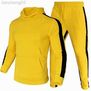 Erkeklerin Trailtsits Erkekler Trailtsuit Pants Jogging Suit 2 PCS Trailsuit Sonbahar Kış Kıyafetleri Spor giyim Çalışma Sweatsuit Gevşek Fit Giysileri Erkek W0328