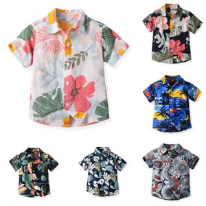 Children's Boys and Shirt Summer Short Sleeve Flower Polo Cardigan 2023 Baby Versatile Casual Cotton Tops New Parent-child Clothing