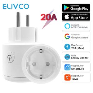 Sockets 20A Tuya Smart Plug Smart Home EU Wifi Socket With Monitor Smart Life APP Works With Google Assistant Alexa Voice Control Z0327