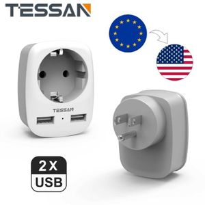 Gniazdki Tessan Travel Adapter USA Adapter America Europe wtyczka z 2 USB 24A Adapter Travel Adapter do Kanady Meksyk Z0327