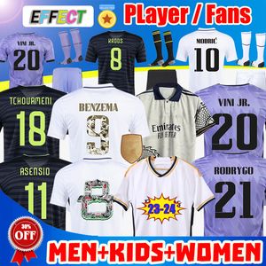 22 23 24 BENZEMA Soccer Jerseys Fans Player Version reAL mADRIds 2023 2024 kit MODRIC camiseta VINI JR CAMAVINGA TCHOUAMENI football shirt kids sets uniform socks