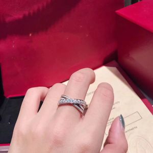 Band Rings Luxury Band Rings Sterling Silver Paris Nouvelle Vague Brand Designer Double Cross Layers Weddings Rings Party Gift for Women Jewelry 2024 Ring for Women