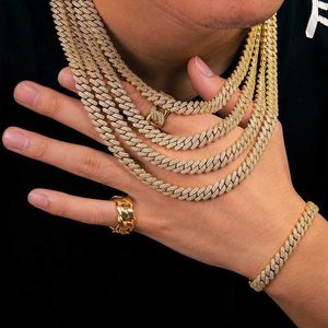 Fabrik direkt 9mm kubansk länkkedja 18K 14k guldpläterad halsband is ut hiphop smycken män