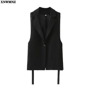 Kvinnors västar kvinnor väst kostymer kappa hackad krage ärmlös sida delad blazer väst mode casual chic lady waistcoat ytterkläder 230328