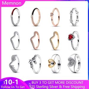 2023 New 100% 925 Sterling Silver original Ring Timeless Sparkling Sparkling Asymmetric Wave Elevated Red Heart Radiant Rings For Women Wholesale