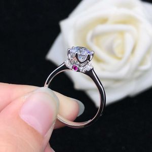 Pierścień opaski elegancki okrągły pierścień diamentowy 05ct damski biżuteria zaręczynowa solidna platynowa pierścień 950 R090 Z0327