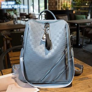 Factory sales ladies shoulder bag 4 colors soft embossed leather handbag college wind outdoor sports leisure backpack double zipper pendant fashion backpack 663#
