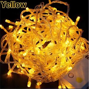 Juldekoration 10m 100LEDS LED String Light AC220V AC110V 9 Färger FESTOON Lampor Vattentät utomhus Garland