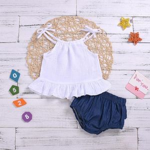 Clothing Sets 2023 Summer Children Sleeveless Suspender Top Lace Shorts Suit Matching Set Girls Outfits Baby Clothes Ropa De1