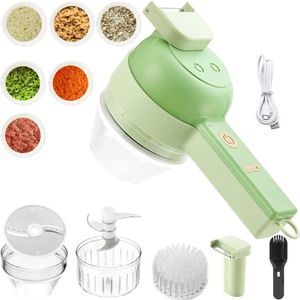 Utensili per frutta e verdura Set tagliaverdure elettrico portatile 4 in 1 Robot da cucina wireless Tritatutto elettrico per aglio peperoncino carne con pennello 230328