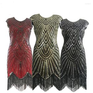 Stage Wear Women 1920 S Flapper Dresses Vintage Great Gatsby Sequin Beads Party Dress Art Deco Double Sexy Costume senza maniche