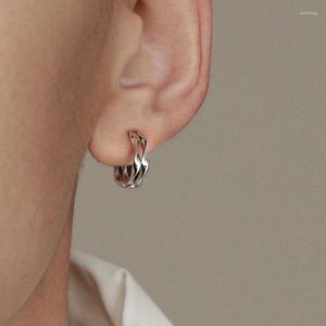 Backs Earrings Fashion Silver Male Hip Hop Personality Round Wave Shape Hoop For Man Ear Jewelry Party Gift Wholesale