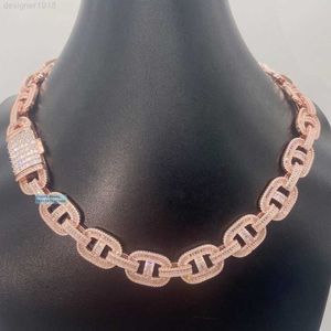 Progetta gioielli da uomo ghiacciati di lusso personalizzati 15mm Baguette Diamond Miami Cuban Link Chain Mariner