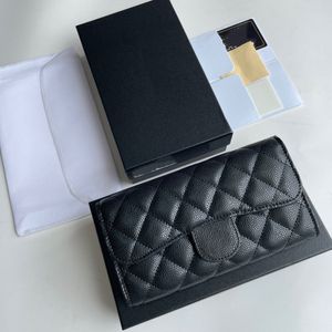 10A ファッション CF 女性財布シープスキンキャビア牛革菱形バックルフラップクリップバッグ大容量内部ジッパーバッグシリアル番号付属品の完全なセット