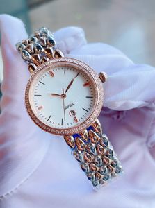 Omega orologio al quarzo da donna argento acciaio inossidabile intarsiato quadrante con diamanti 28 mm quadrante di lusso conchiglia movimento elettronico originale importato 110684 orologio di lusso