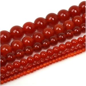Stone 8Mm Quality Red Agat Beads Round Carnelian Loose For Jewelry Making Diy Bracelet 3 4 6 8 10 12Mm Selectable Drop De Dh916