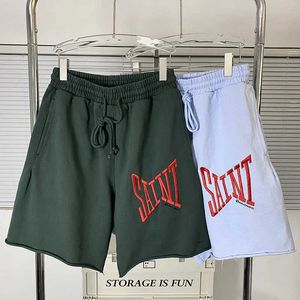 Designer Fashion Cotton Terry Shorts Saint Michael Letter Embroidery High Street Basic Solid Color Sports Casual Pants