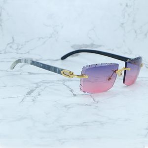 Echte Marmor-Büffelhorn-Sonnenbrille, kleine Diamantschliff-Luxus-Designer-Carter-Randlose-Sonnenbrille für Männer und Frauen, Trendprodukt, Sonnenbrillen, Brillen