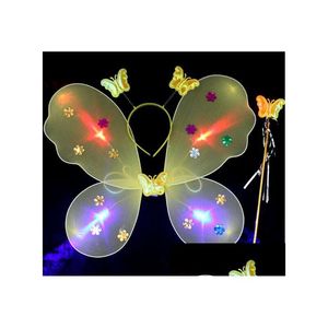 Inne świąteczne zapasy imprezy Luminous Butterfly Wings ThreePiece Zestaw Korpusów Flash Flash Socks for Childrens Dh9fu