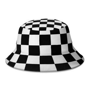 Szerokie brzegowe czapki szachowe rock hip hop kubełko czapka dla kobiet studenci składane Bob Fisherman Hats Panama Cap Streetwear P230327